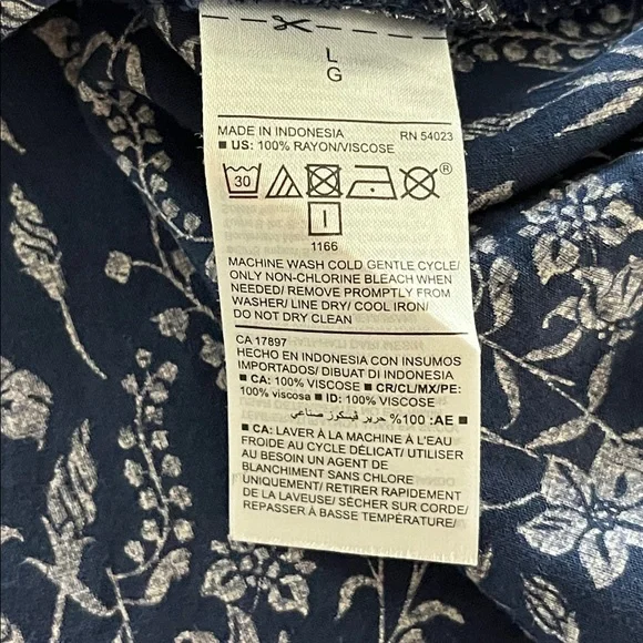 Old Navy Navy Floral Faux Wrap Dress Boho Coastal Size L - Picture 11 of 12